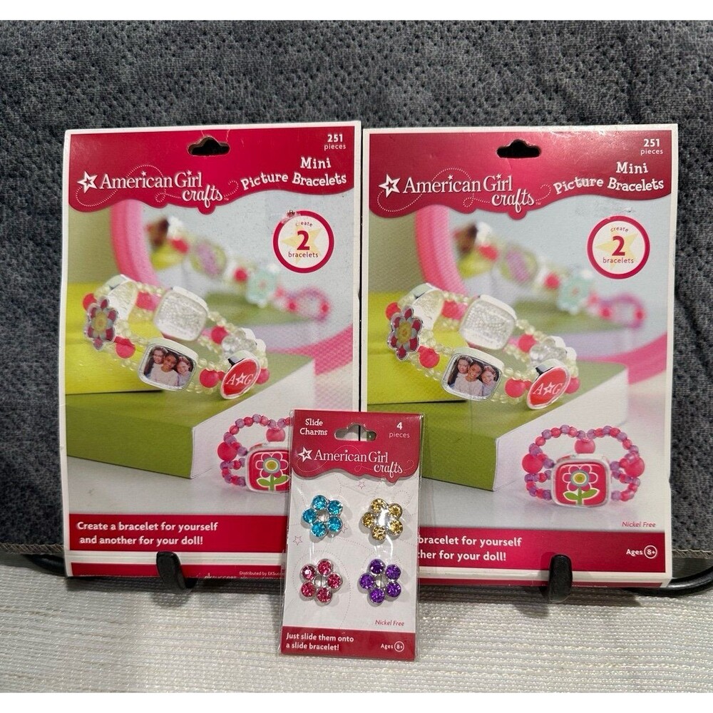 American Girl Crafts Mini Picture Bracelet Kits + Slide Charms Bundle (NEW)